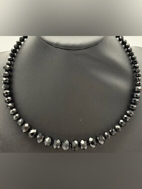Faceted Black Beaded Necklace